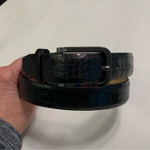 Women’s Black Crocodile-Embossed Leather Belt